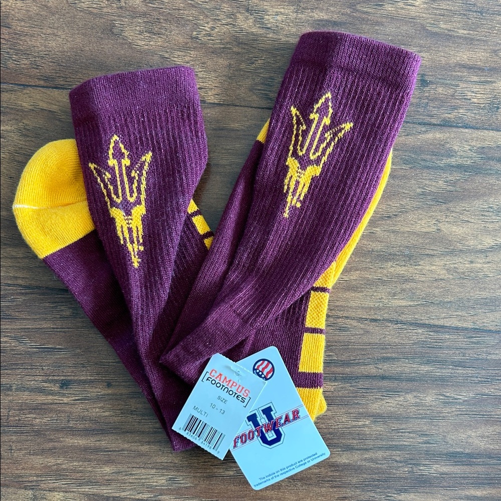 Maroon and Yellow Athletic Socks